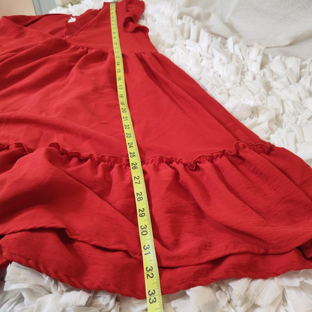 Altar'd State Dress Womens Small Red V Neck Ruffle Hem Swing Lined Sundress - Picture 14 of 15